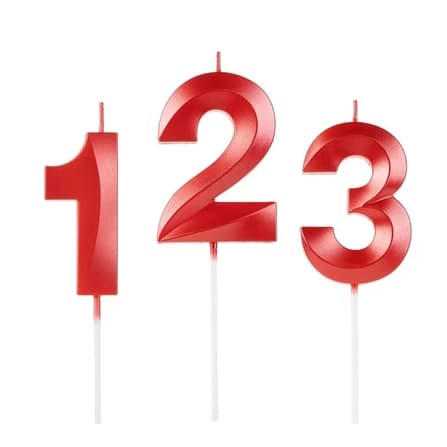 Vela de Aniversário Unidade Design Perolizada VERMELHA - Decoração