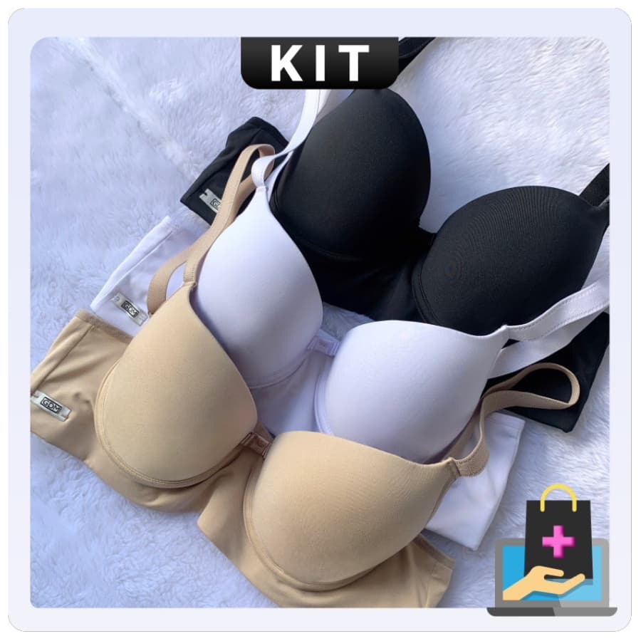 3 Sutiã Reforçado Basico Sustentação Microfibra Premium Direto de Fábrica Com Bojo e Aro Plus size