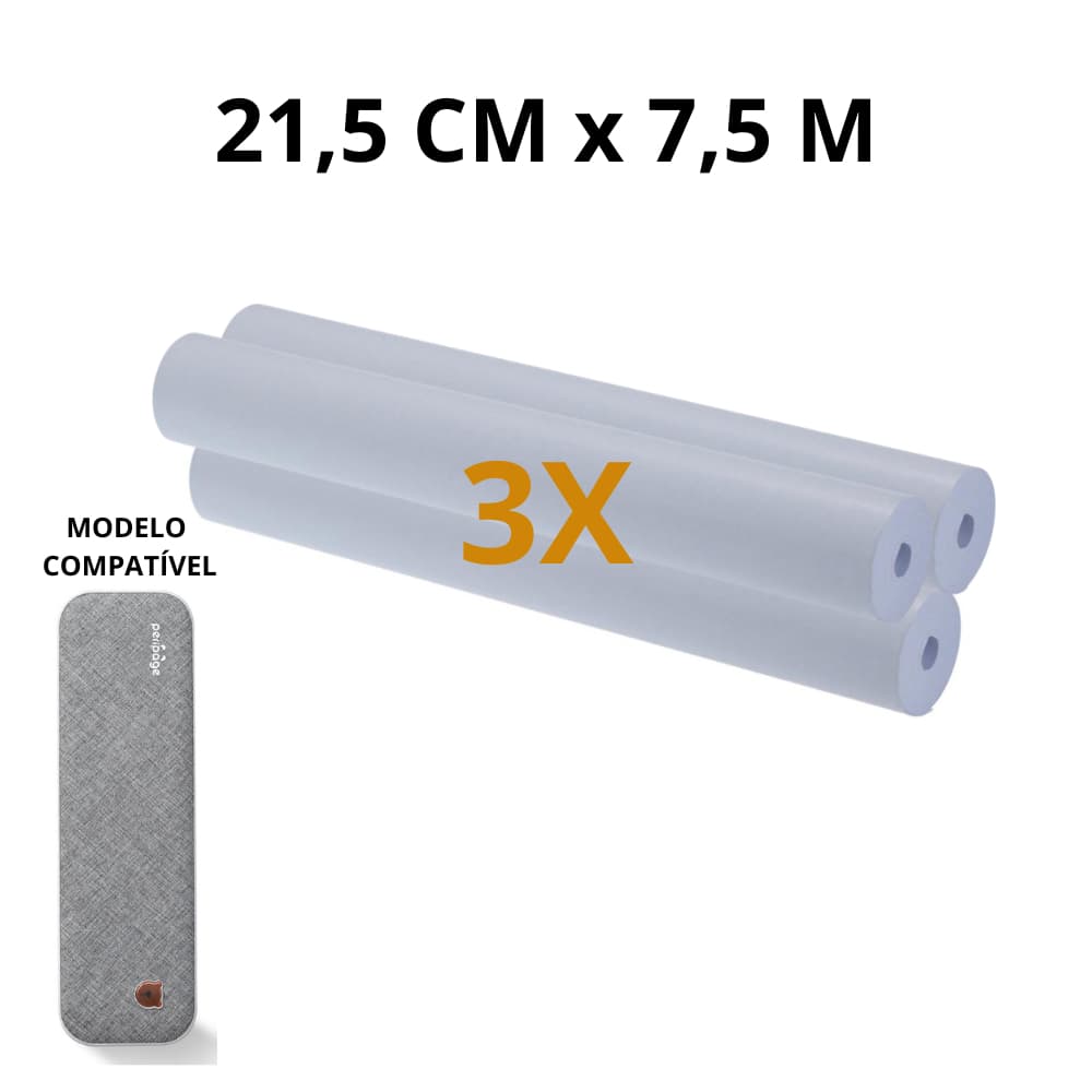 Papel Térmico Impressora Peripage A40 A4 21x30 - 3 Rolos