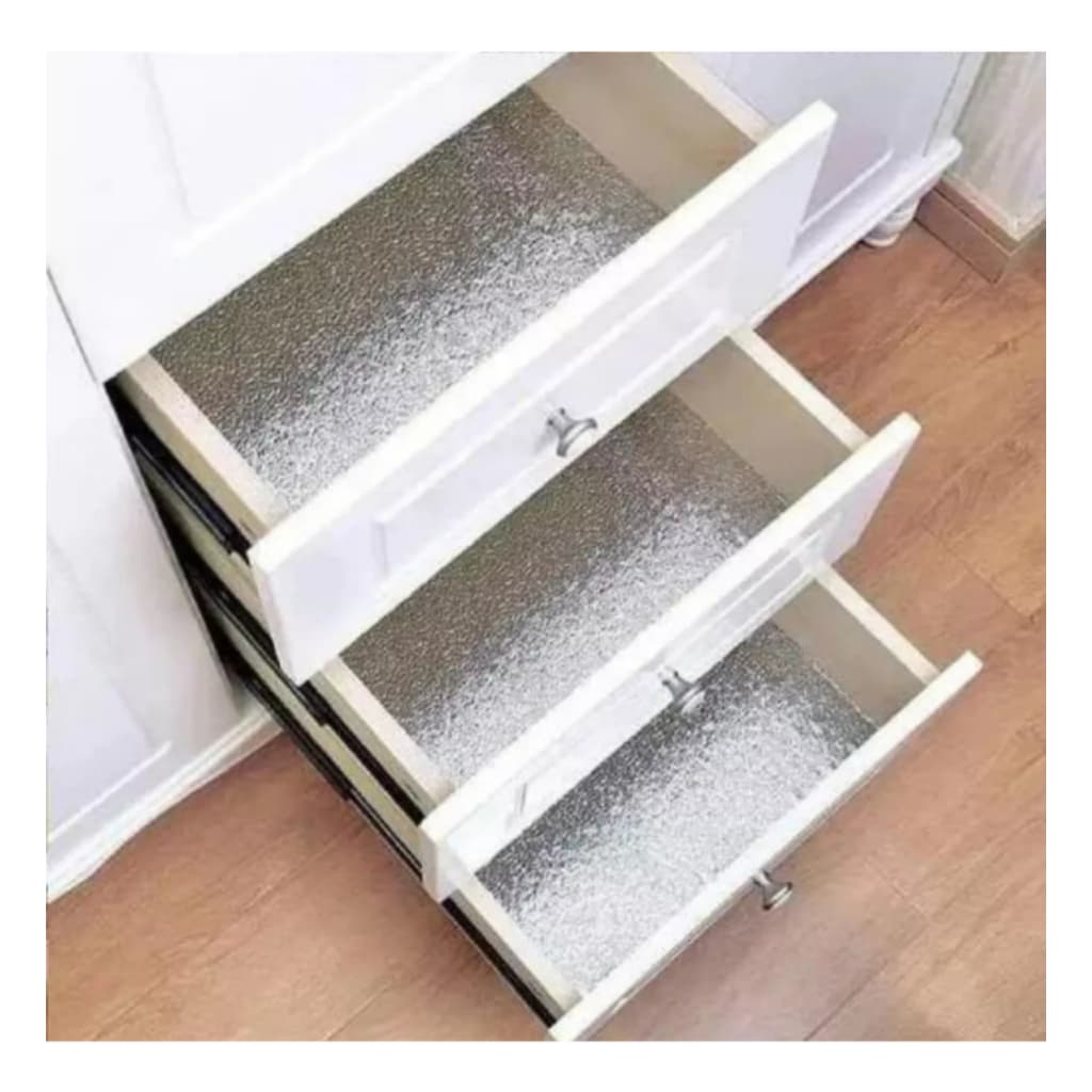 Forro Adesivo Metálico para Gaveta Armário Alumínio a Prova de Água Colante para Balção e Pia Cozinha 2,00x0,40cm