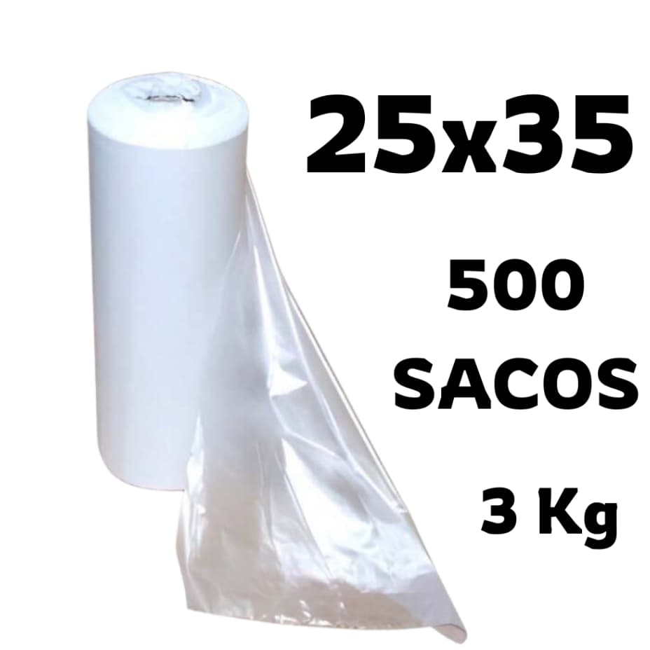 Bobina Picotada Saco Plástico de Mercado 25x35 c/500 Unidades 3Kg