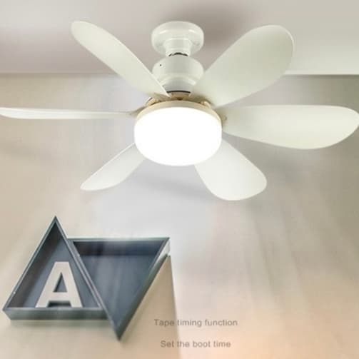 Ventilador De Teto Wind Light Silent Controle Remoto Lâmpada Led 60W Silenciosa 6 Folhas