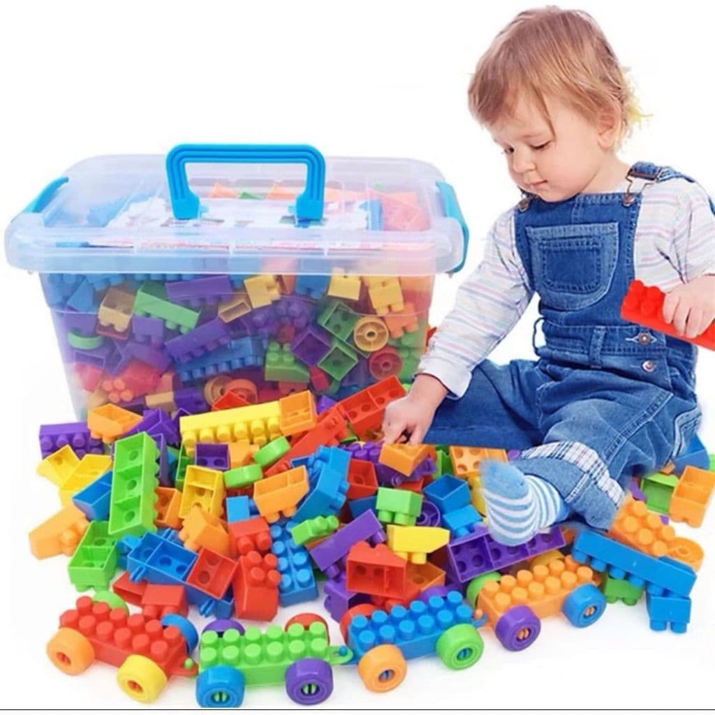 KIT COM QUASE 100 BLOCOS DE MONTAR - EDUCATIVOS COM RODINHA - PEÇAS DIVERSIFICADAS - BEM COLORIDAS -INFANTIL