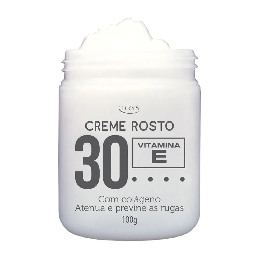 CREME FACIAL ANTI-SINAIS 30+ COM COLÁGENO E VITAMINA E -  100g LUCY'S