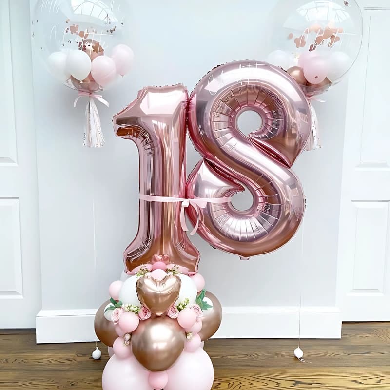 KIT COM 2 BALÕES BEXIGAS NÚMEROS GRANDES 75CM ROSÊ METÁLICO FESTA ANIVERSARIO DECORAÇÃO