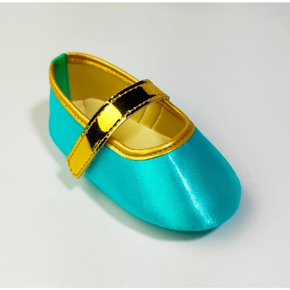 Sapatilha Cetim Tiffany  Sapatinho Menina RN Social Verde Jasmine Confortável Bebê Feminina Velcro Modelo Boneca