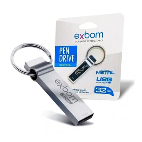 Pen Drive 32Gb Usb High-Speed Chaveiro Em Metal Resistente Compacto Para Notebook PC Computador