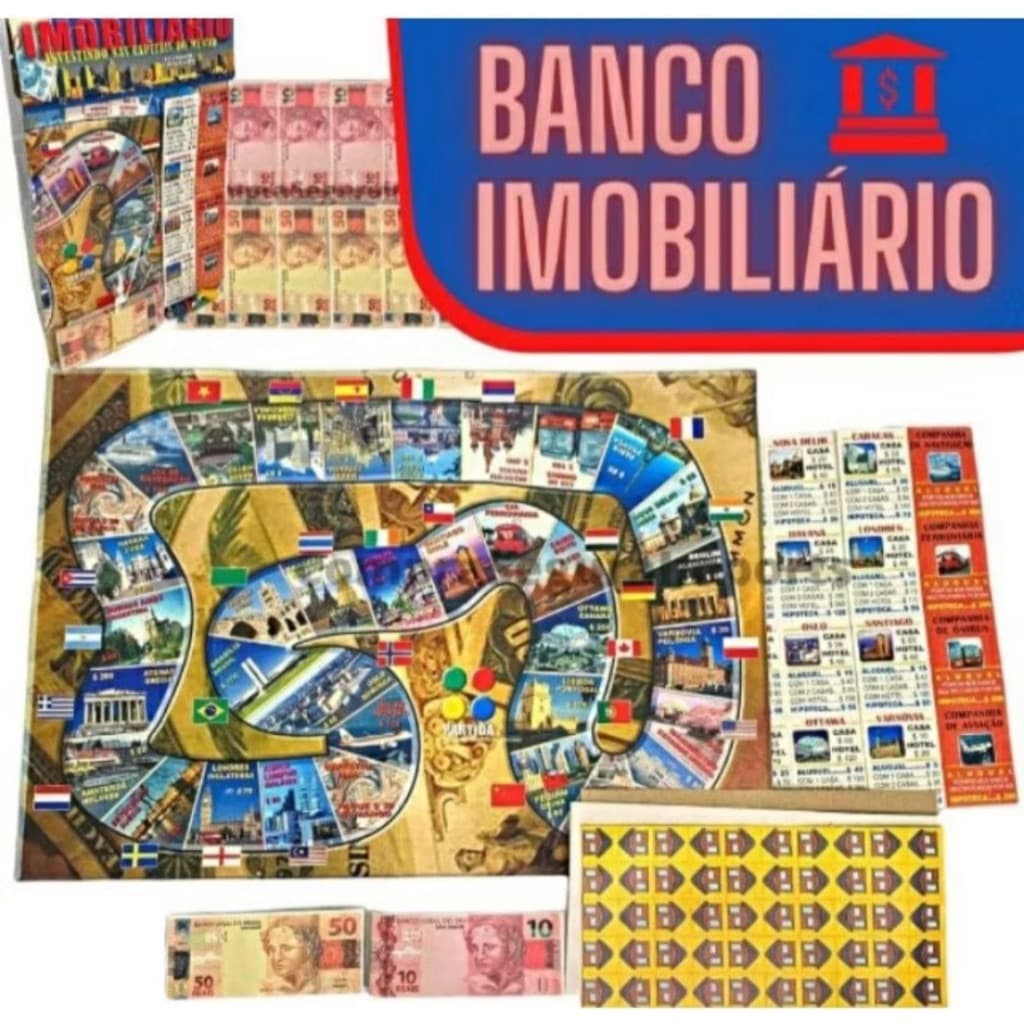Jogo de Tabuleiro Banco Imobiliário Mesa Brinquedo Divertido Para Toda Familia E Amigos.Oferta