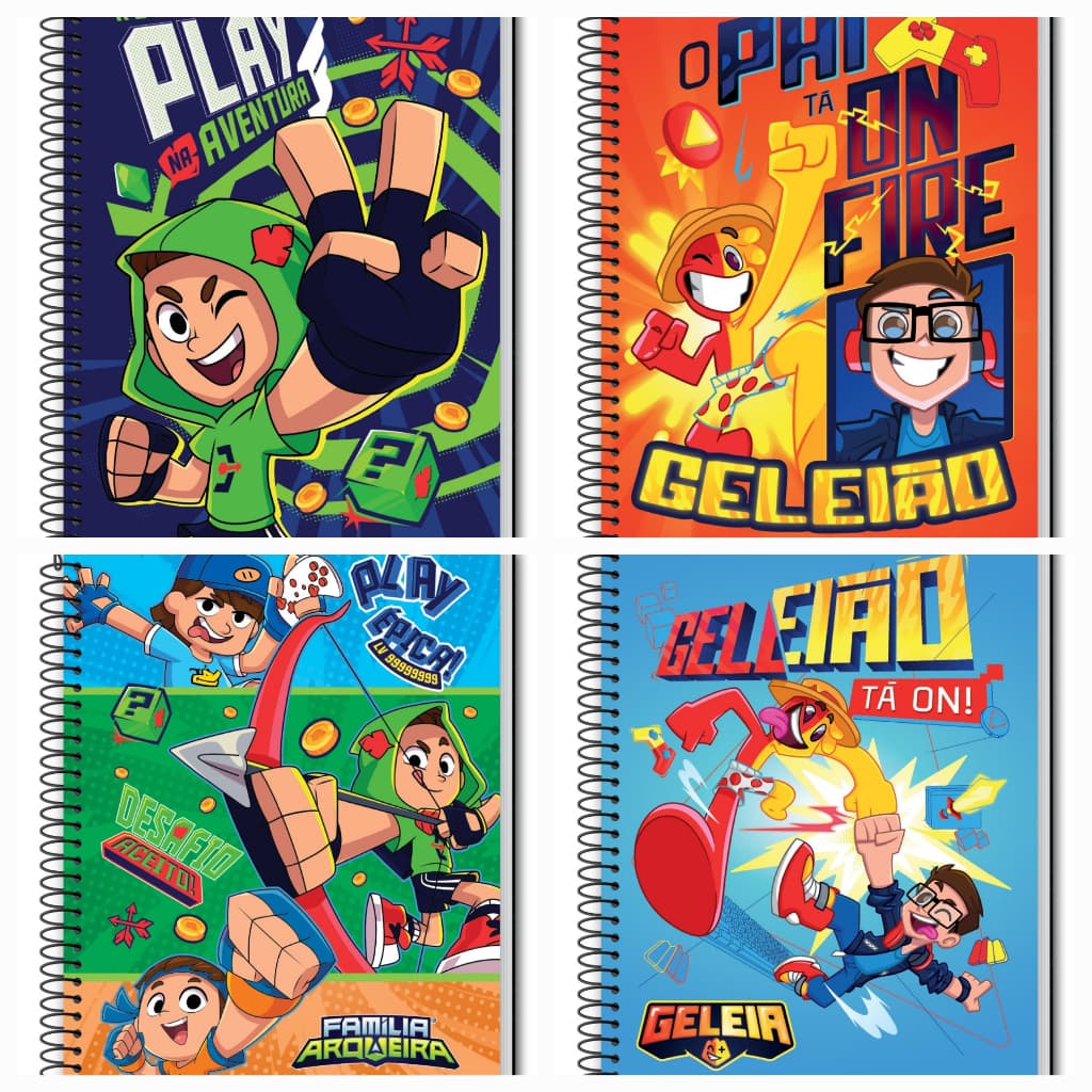 Caderno grande espiral 1 matéria Geléia e Robin