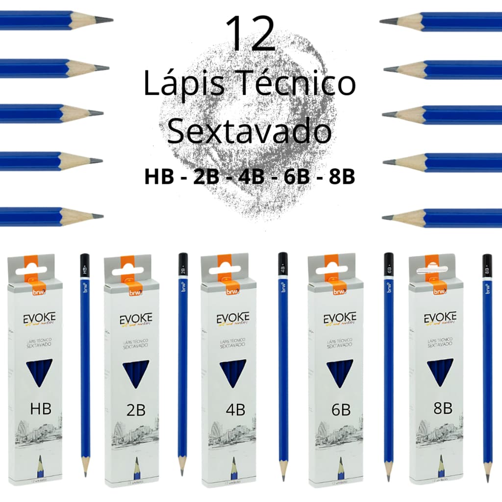 Lápis Técnico Graduações Hb 2b 4b 6b 8b - Caixa 12 Unidades