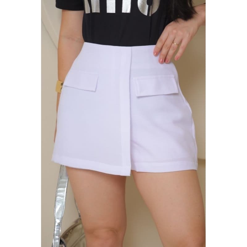 Short saia casual em linho rústico- linhão