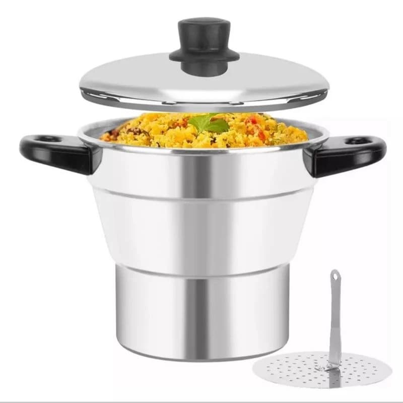 Cuscuzeiro Nordestino Alumínio polido N°14Faz Um Cuscuz Maravilhoso