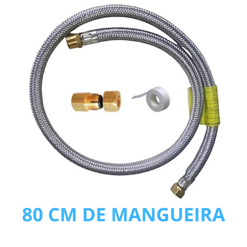 Kit Instalação Gás Encanado Mangueira 80cm +adaptador Glp Gn