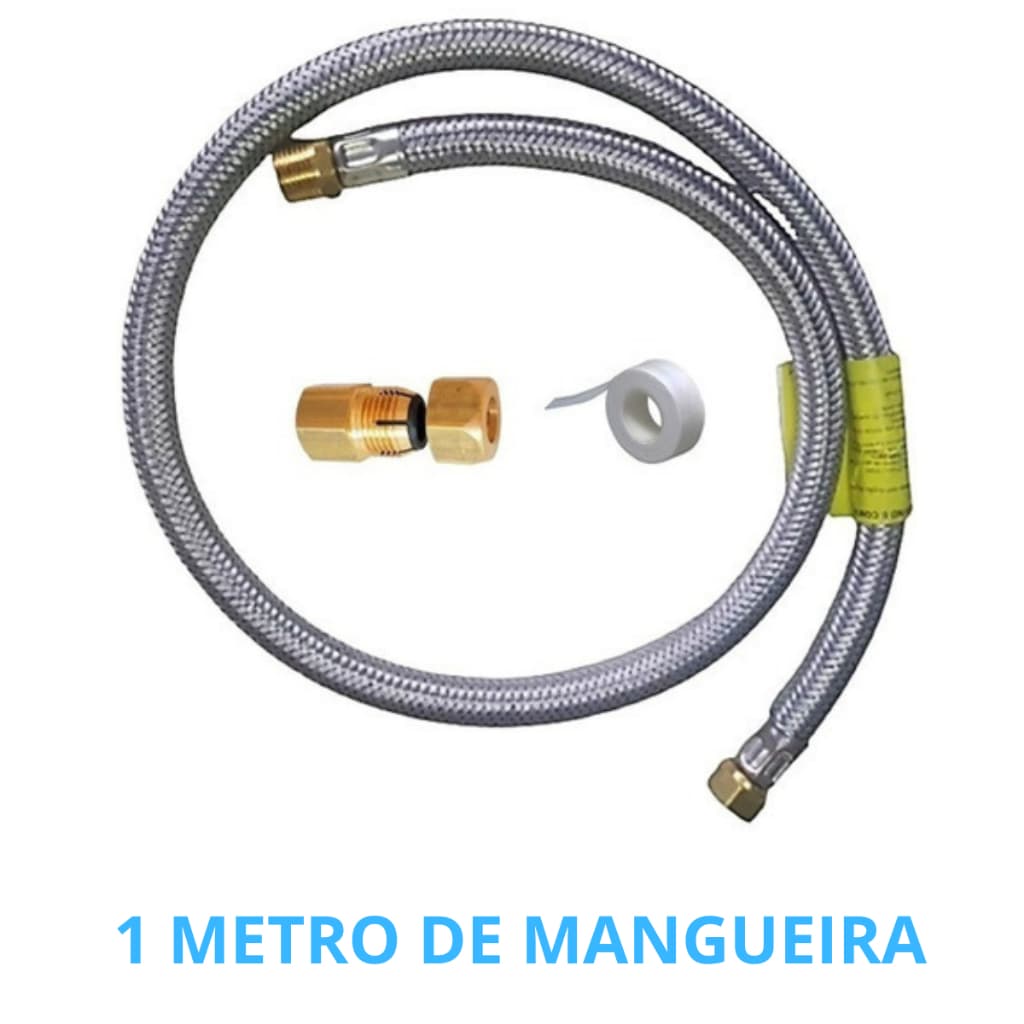 Kit Instalação Gás Encanado Mangueira 1m +adaptador Glp Gn