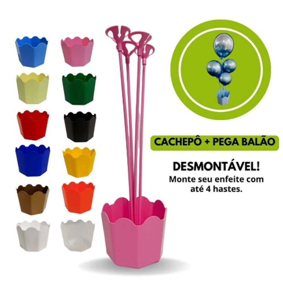 Cachepô com Pega Balão Kit 2 Unidades