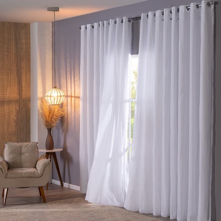 Cortina Sala E Quarto 6,00 mts X 2,70 Metros Design Minimalista Casa Tecido Com Forro Microfibra