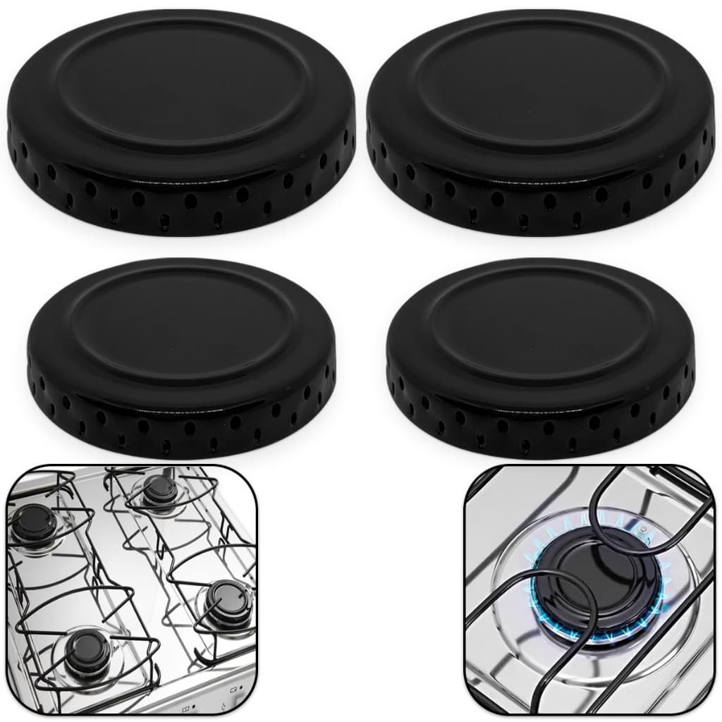 Tampas espalhadores para Boca de Fogão Atlas Mônaco Preto, 2 pequenas/ 2 Grandes