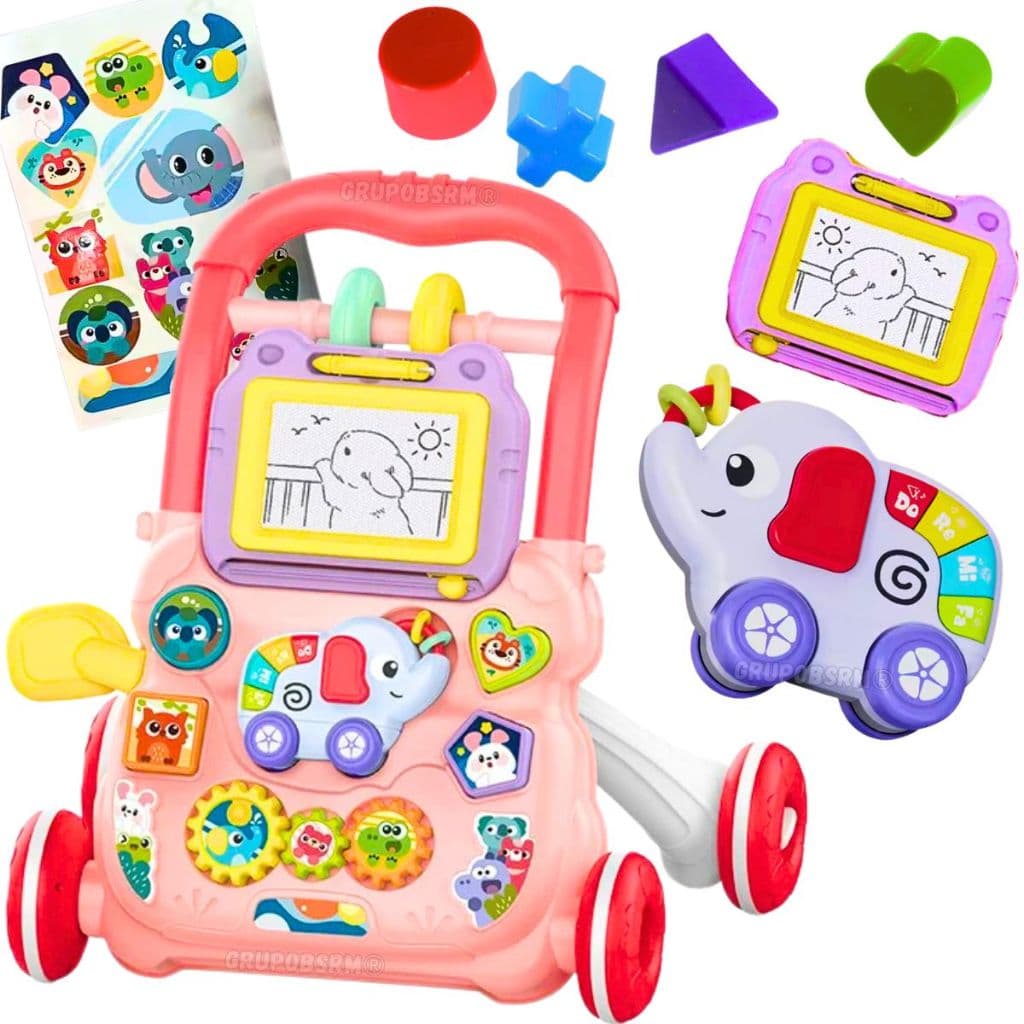 Kit andador bebe carrinho de passeio infantil carro de empurrar com brinquedos educativos presente menino natal menina