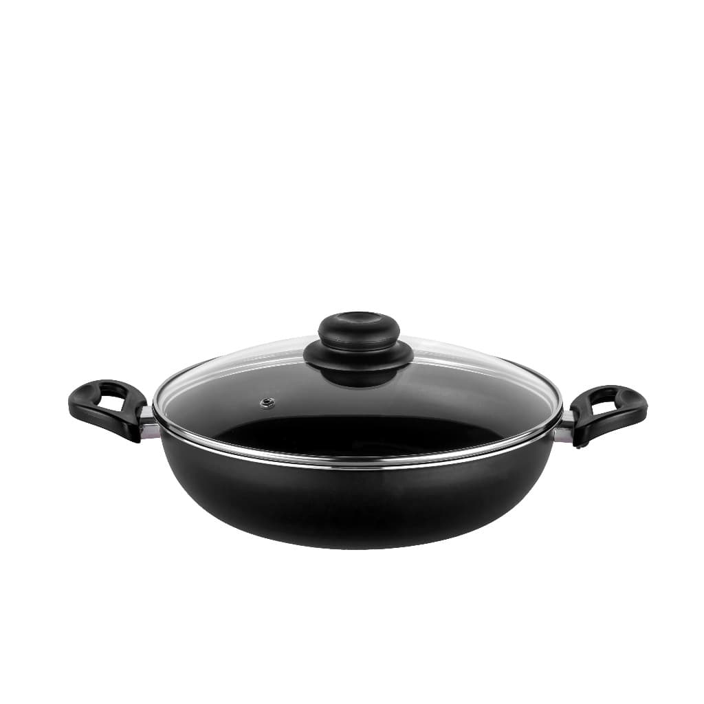 Frigideira Wok Antiaderente 28 Cm Teflon com Tampa de Vidro