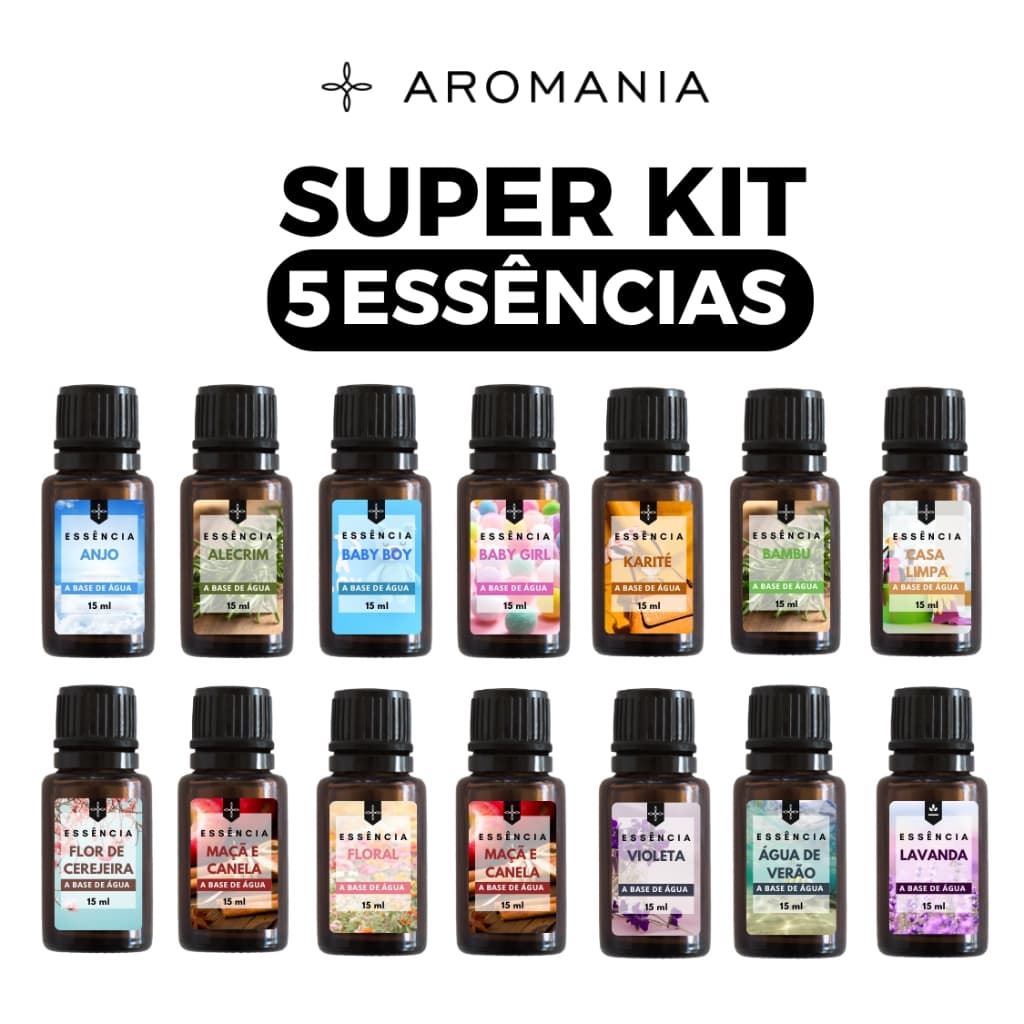 Kit com 5 Essências Para Umidificador e Difusor de Ambiente 15ml - Escolha seus Aromas