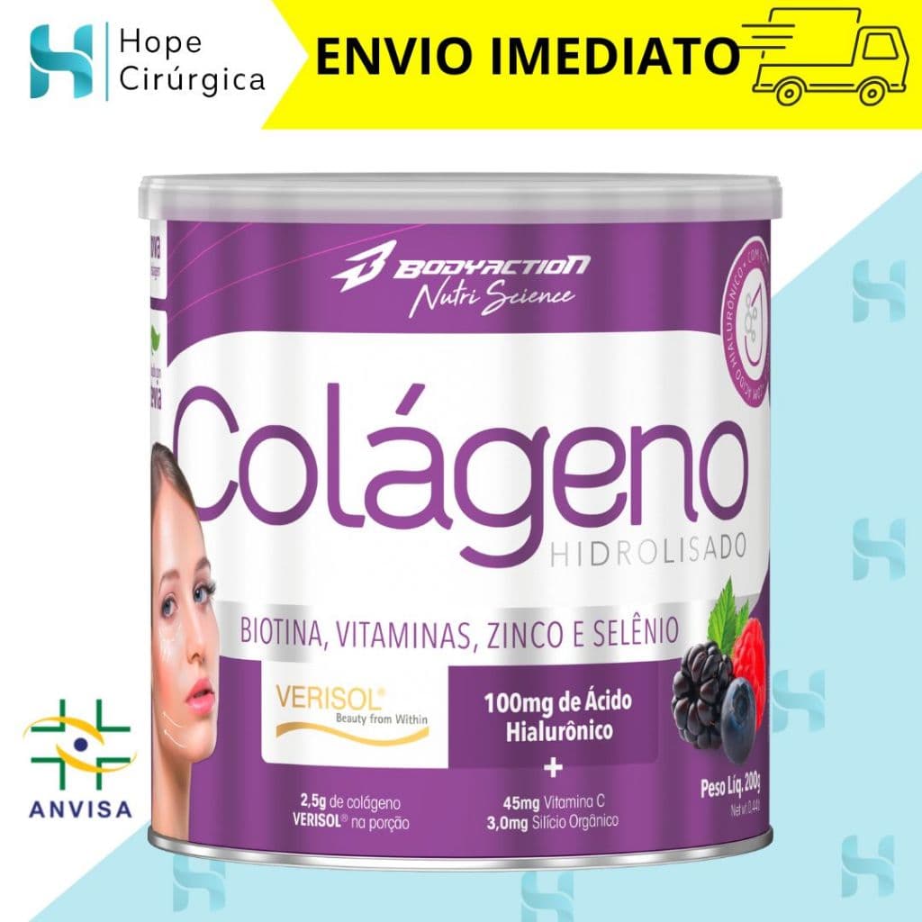 Colágeno Verisol C/ Ácido Hialurônico Silício Orgânico Biotina Coq-10 200g Bodyaction