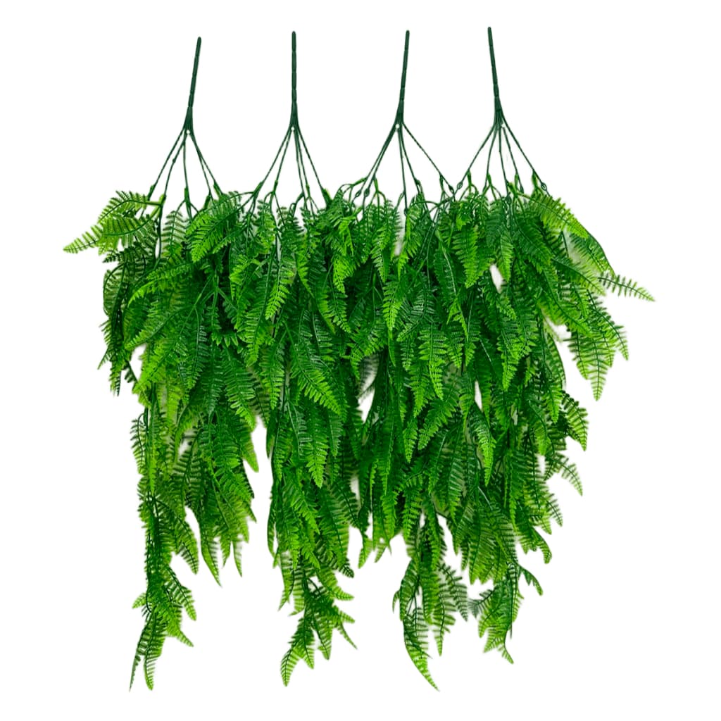 4 Pendentes Folha de Samambaia Artificial 85cm Pendurada Verde Artificial