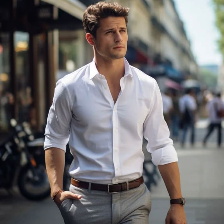 Camisa Social Masculina Manga Comprida  Escritório casual  Slim Fácil