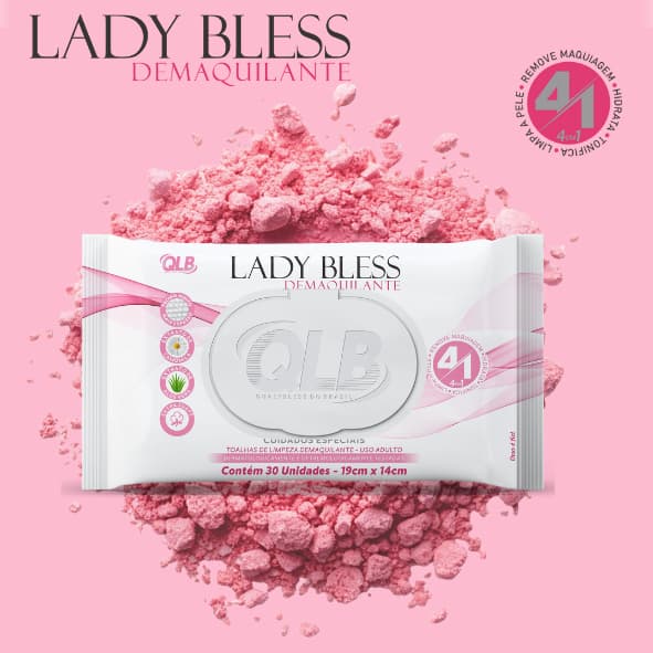Kit com 10 Lenços/Toalhas Umedecidas Demaquilante LadyBless c/ 30 Toalhas Cada – Tampa FlipTop
