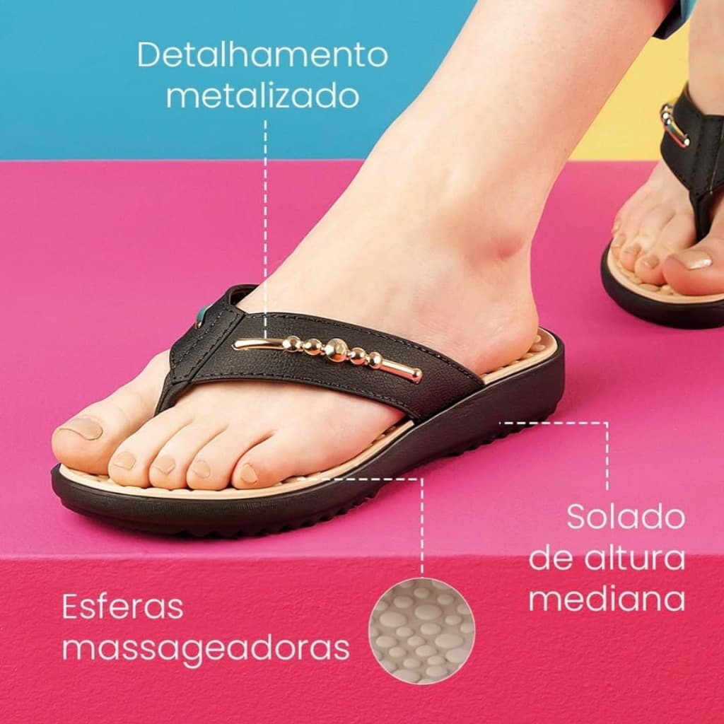 Chinelo Tamanco Azaleia Ortopedico Confort Flex Massageador