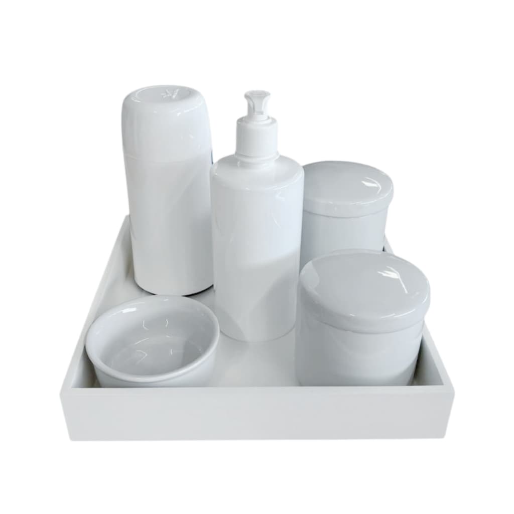 Kit Higiene Bebê porcelana branco neutro para menina menino presente de chá de bebê