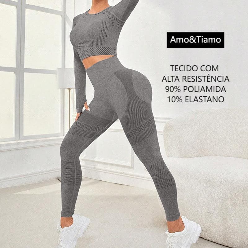 Amo&Tiamo Calça Legging Esportiva Alta Resistência Feminina Poliamida