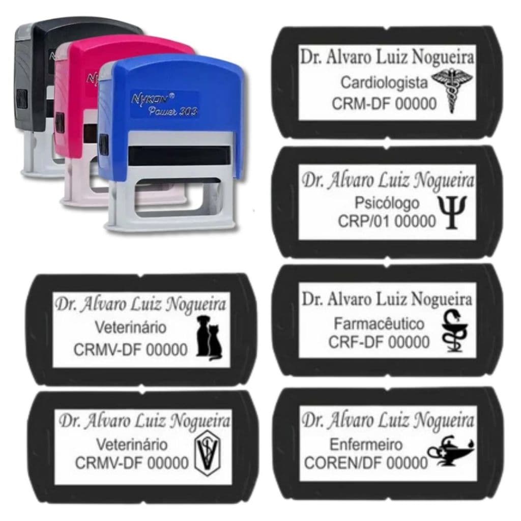 Carimbo Automático - Personalizado com seus dados Profissionais!! Modelo Nykon 302 Médico Enfermeiro