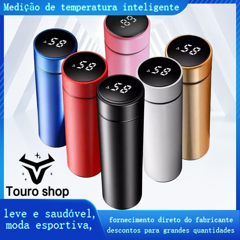 Garrafa Térmica Inox 500ml com Termômetro LED - Estilo Moderno e Isolamento Superior
