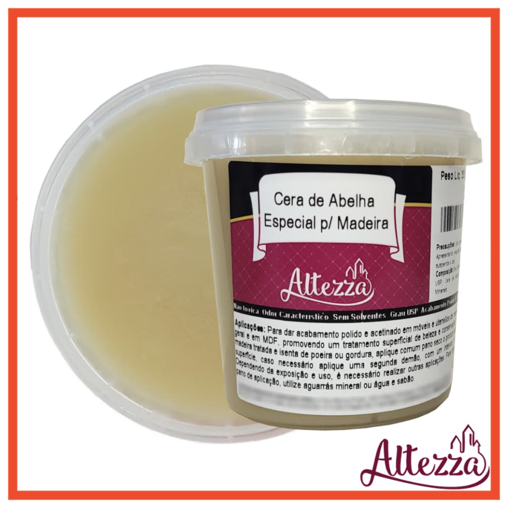 Kit Cera Pasta Abelha Para Madeira 350g + Oleo Mineral Usp - Para Selar e Hidratar Tábua de Corte Carne Churrasco