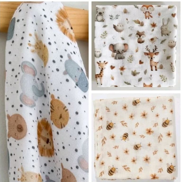 1 Fralda Dupla Multiuso Estampa Digital 70x70cm com bainha