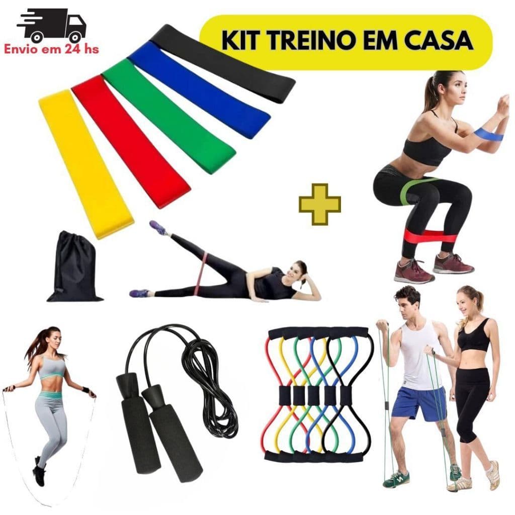 Kit Treino em casa Mini Band Elástico Extensor Cross Tube Corda de Pular
