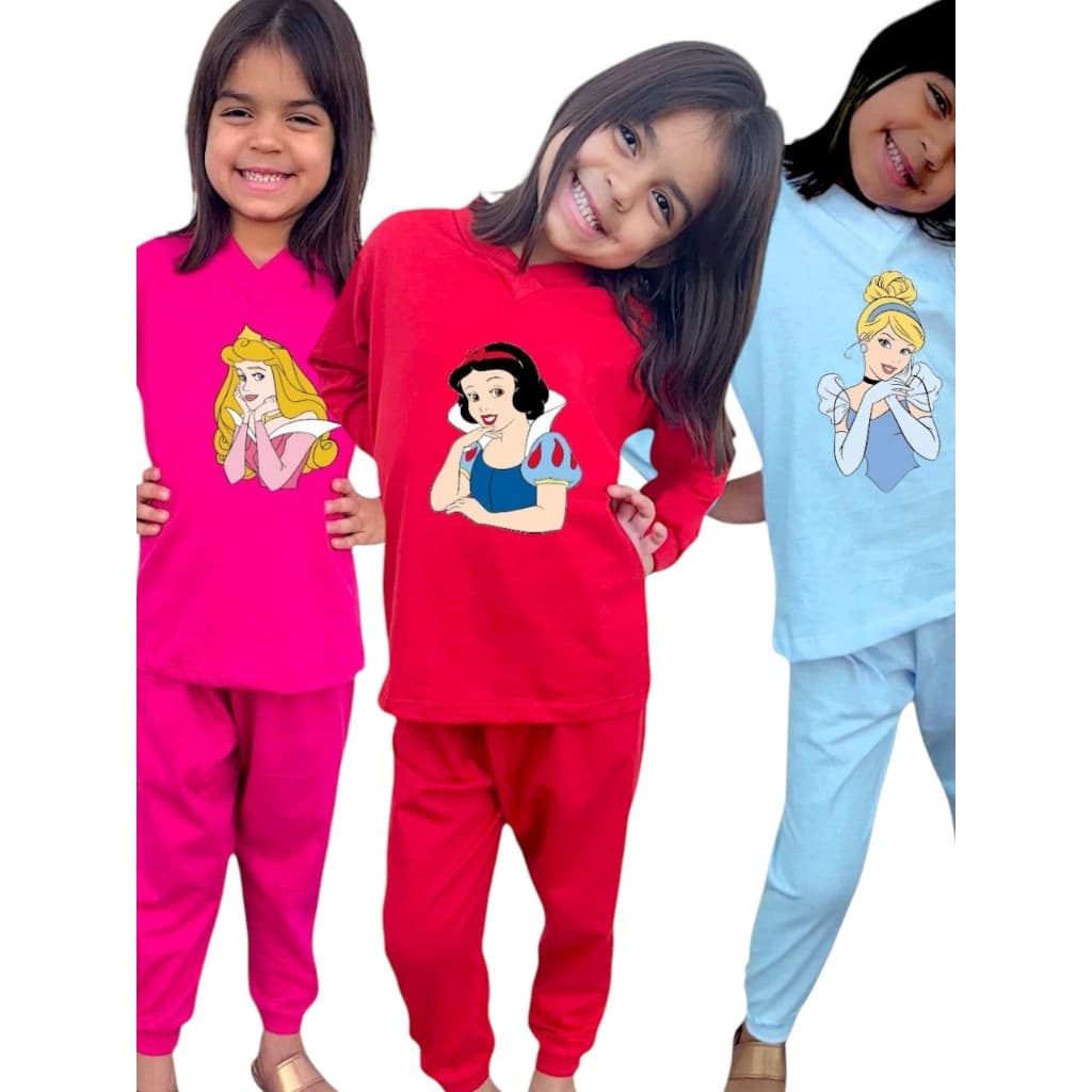 Pijama Infantil Menina Feminino Longo - Princesa Personagens
