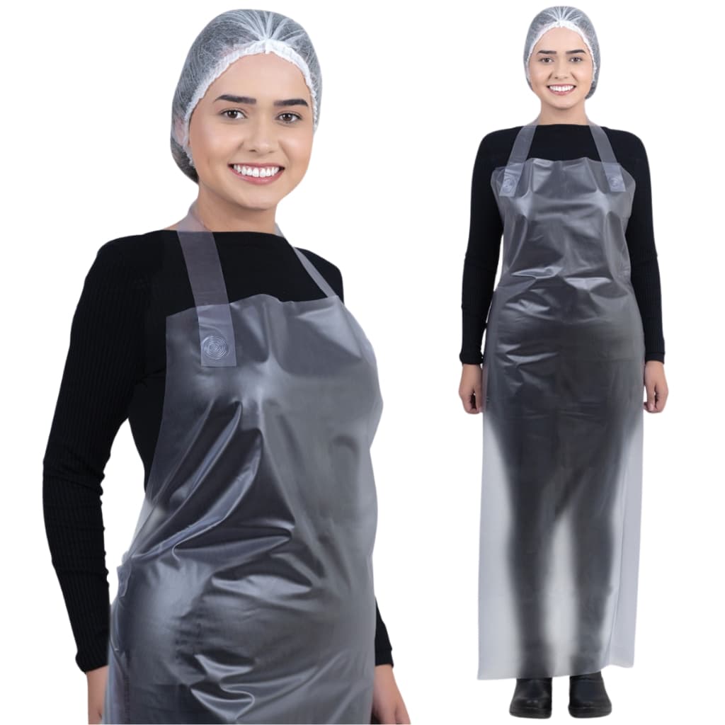 Kit 10 Avental Impermeável Vinil Transparente Açougue Cozinha 60x110cm Cordão de Fitilho Prevemax