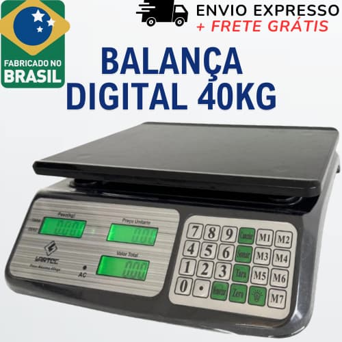 Balança Eletrônica de Cozinha 40kg Digital Comercial Alta Precisão Bateria Lítio Uso Doméstico