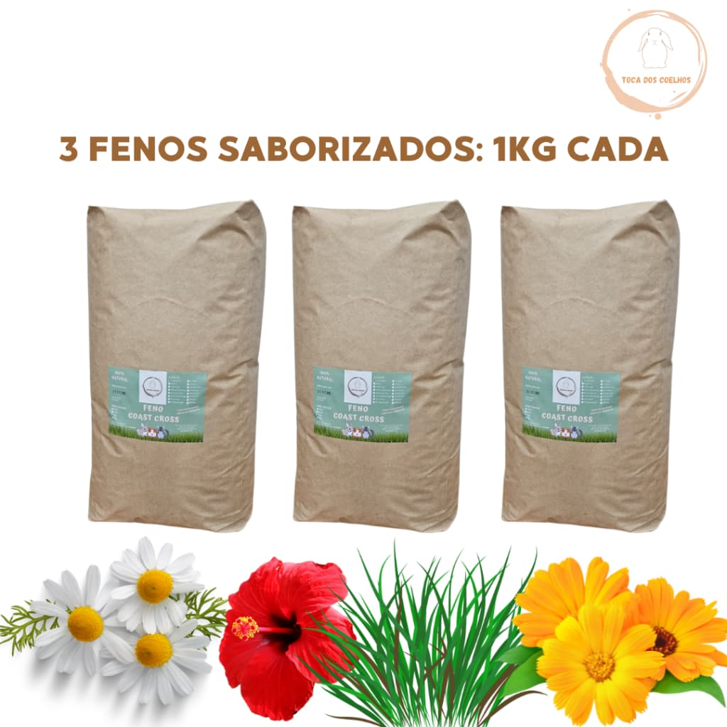 kit: 3 fenos saborizados de 1kg cada
