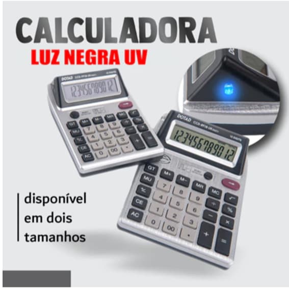Calculadora de Mesa Com Duplo Visor + Testa Dinheiro Falso Para Caixa De Comercio Visor 12 Digitos(Uso Apena 1 Pilha AA