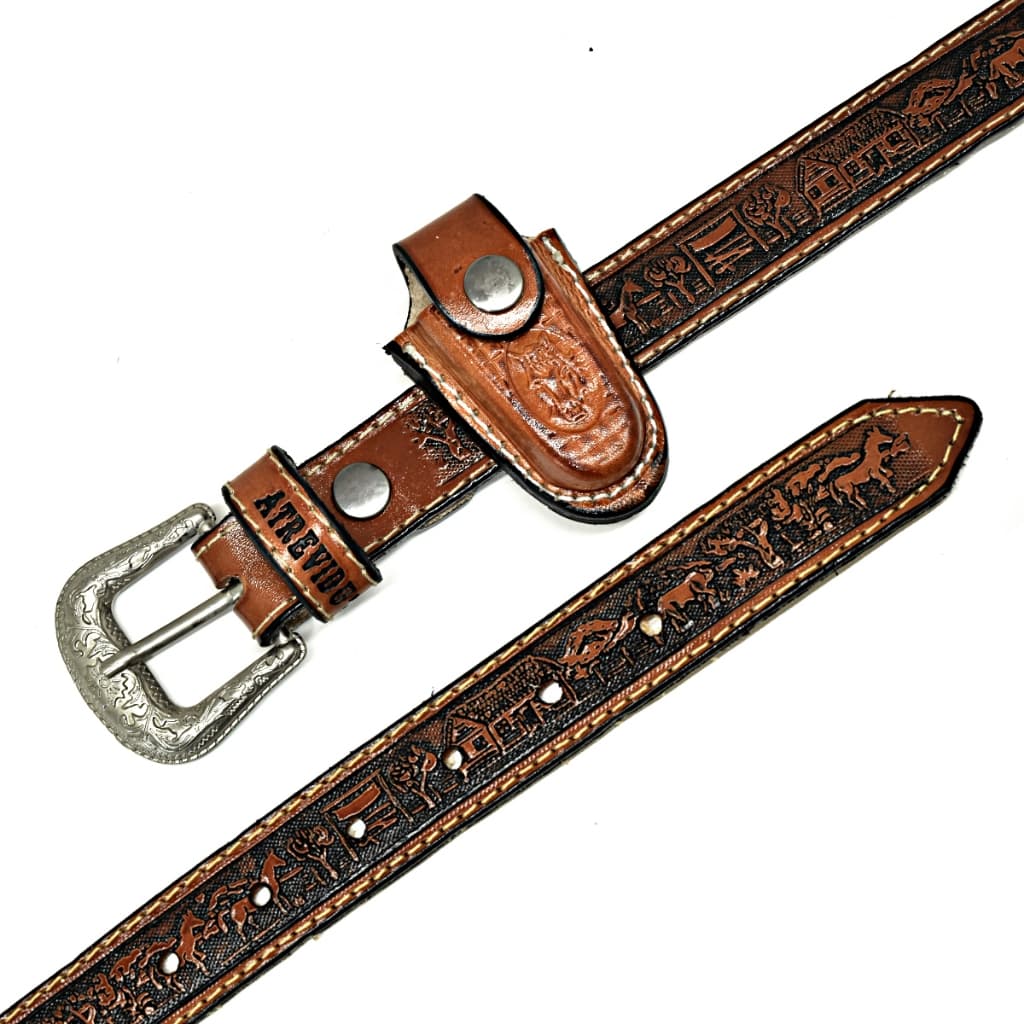 Kit Cinto/Bainha Chaveirinho Country Couro Infantil Fazenda