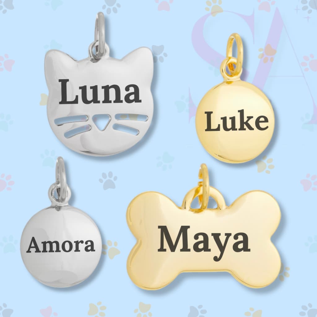 Plaquinha de Osso Gravado Nome e Telefone Tutor Prata ou Dourado Vários Modelos