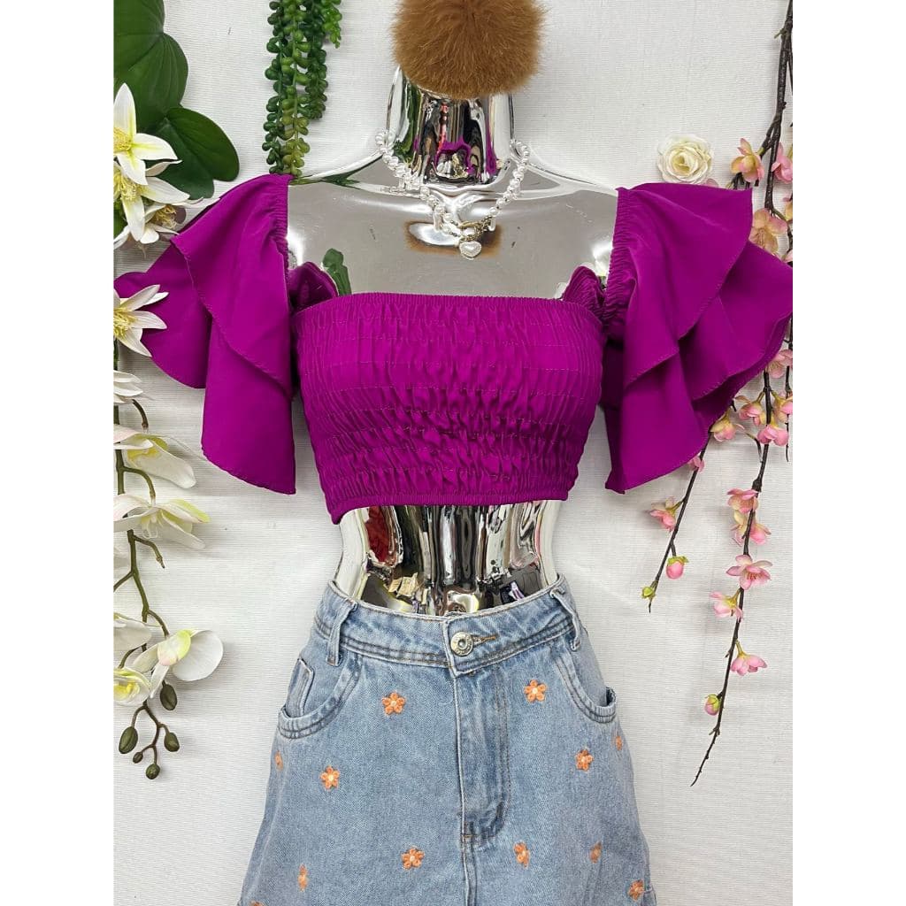 B076 Mangas sino curtas elásticas no peito