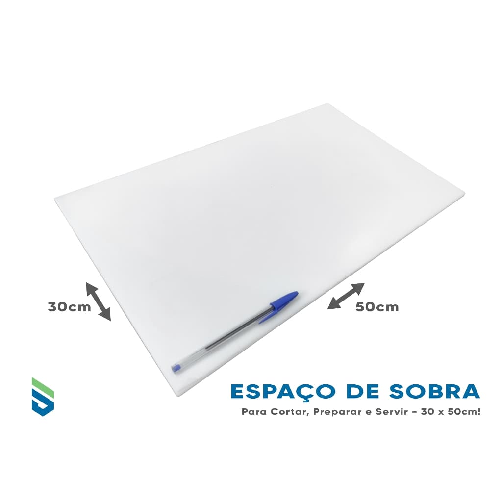 Tábua De Polietileno Branca Pra Corte Açougue 6mm X 30cm X 50cm