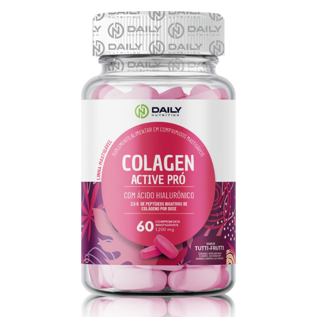 Colagen Active Pró com Ácido Hialurônico e Vitamina C Suplemento Mastigável Daily Nutrition