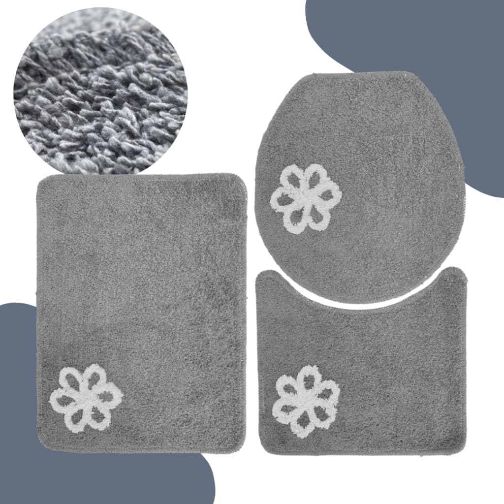 Kit 3 Peças Jogo Tapete Felpudo Antiderrapante Para Banheiro 100% Algodão 40x60 Peludo