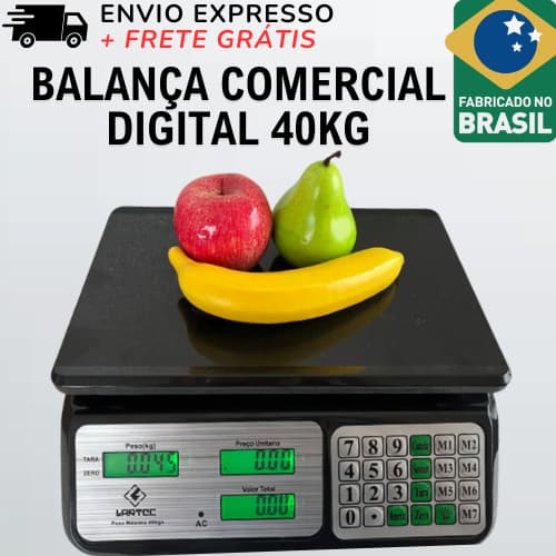 Balança Eletrônica de Cozinha Digital Alta Precisão 40kg Bateria Litio