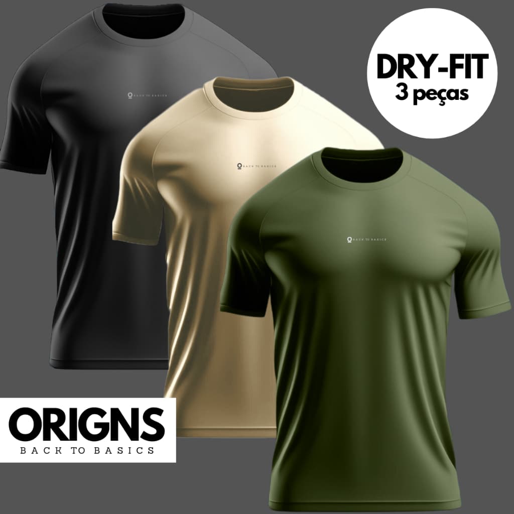 Kit 3 Camiseta Dry Fit Masculina Lisa Manga Curta Camisa Academia Treino Fitness Esportes