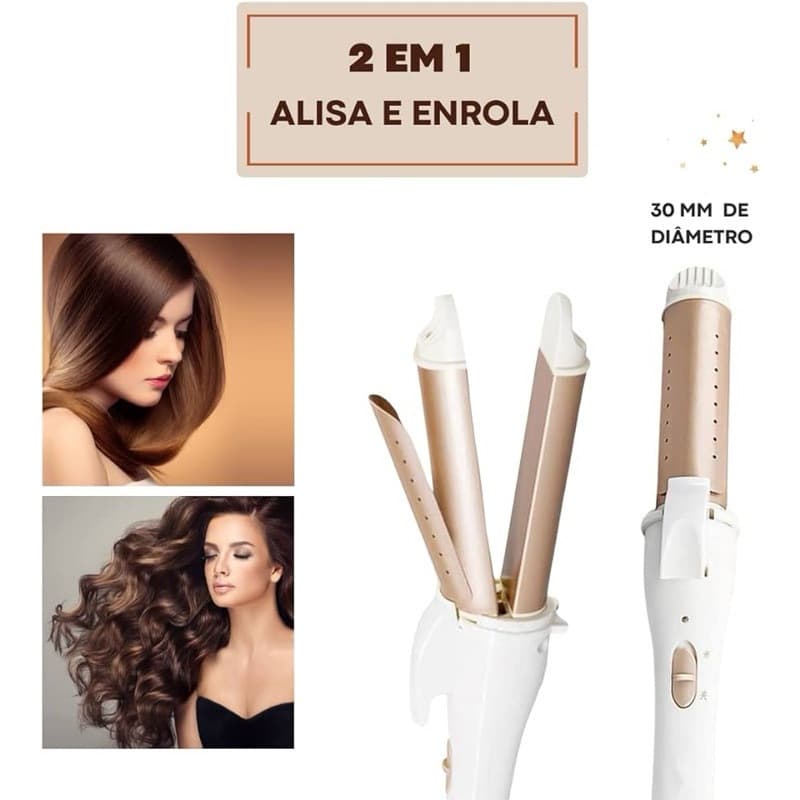 Chapinha 2 Em 1 Modelador De Cachos De Barril 30mm Ferro Profissional
